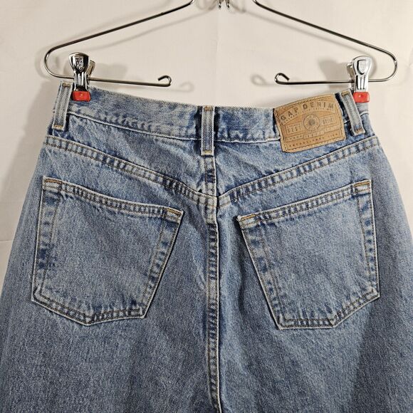 Y2K Gap Mom Jeans Blue Denim High Rise Reverse Fit Womens 12 Long 28x34 - Picture 6 of 8